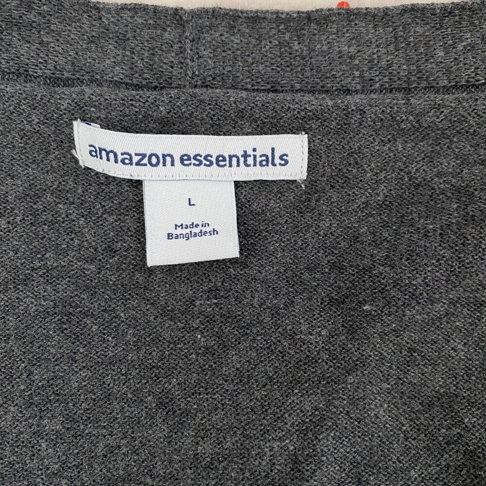 Gray Amazon Essentials Gray Open-front Cardigan Sweater, New with Tags, size L